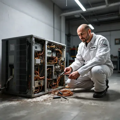 Person learning about HVAC systems, virtual classroom environment, interactive guide on screen